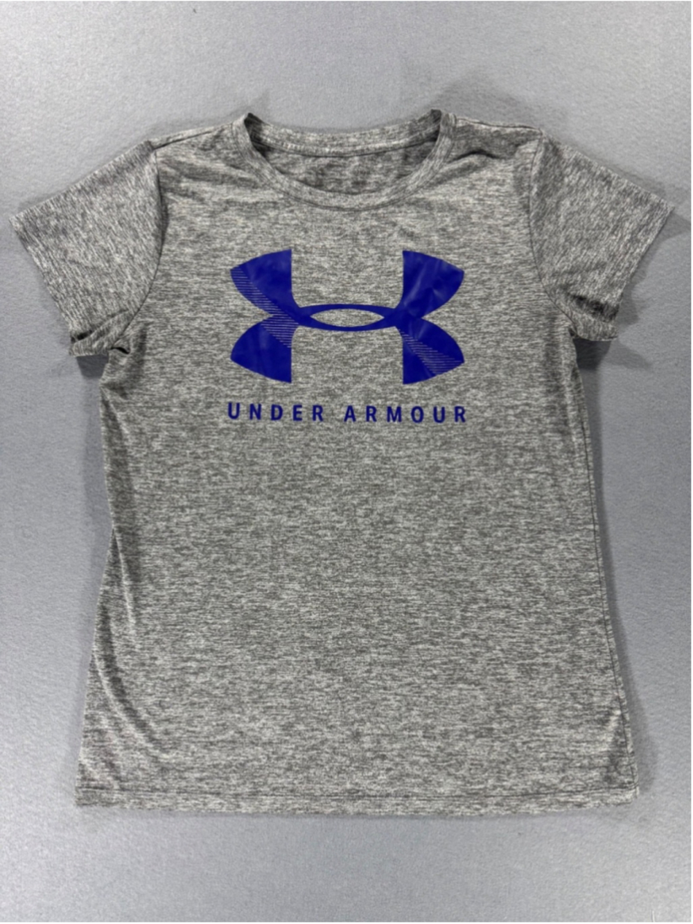 Under Armour Women’s Shirt, Gray with Blue Logo, Medium